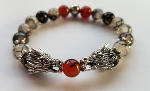 Dragon Energy Bracelet - Black Dragon Vein Agate Genuine Gemstones