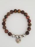 Jaguar Jasper Gemstone Bracelet with Pawprint Heart to benefit the animals of "ACCT Philly"